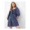 Floral Tie Front Puff Sleeve Mini Beach Dress
