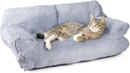 Fluffy Cat & Dog Bed, Removable & Washable Indoor Pet Bed Soft Cozy Couch for Cats and Small Dogs, 754625cm (Blue)