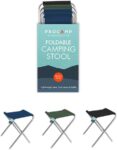 Folding Camping Stool, 600D Oxford Fabric Polyester, Assorted Colours (Blue, Green, Black), 48cm x 34cm, Steel Frame, Waterproof