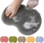 Foot Back Cleaning Pad, 2026 Upgrade Shower Foot Scrubber Mat Slip Suction Cups Foot Scrubber, Shower Foot Scrubber Mat Back Washer for Men and Women (Grey)