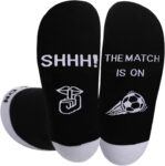 Football Fans Gift Socks 6-12, Novelty Funny Birthday Gifts for Men Women Teenagers, Valentines Day Gifts for Him Shhh The Match Is On Socks