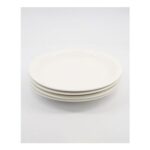 Four Pack Cream Ceramic Bordered Dinner Plates