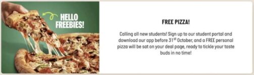 Free Pizza for Students via new student account registration