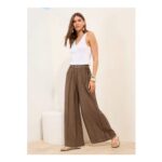 Friends like These Light Brown Belted Pleated Palazzo Trousers