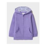 Frill Pocket Zip through Hoodie in Lilac