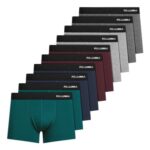 Fullluwaa Mens Cotton Boxers, 10 Pack, Scratch-Free, Breathable and Soft