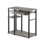 Furinno Abbott Desk with Bookshelf, French Oak/Black