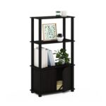 Furinno Brahms 4-Tier Display Shelf with Door, Espresso/Black