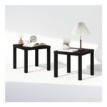 Furinno CLASSIC Nightstand Set of 2, 1.8in Thick Top, Black