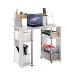 Furinno Computer Desk, Engineered Wood, White Oak/Steel, 51.49×90.5×90.6 Cm
