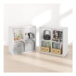 Furinno Cubicle 4-Cube Bookcase 2-Pack, White, 37.1×76.2×76.2 Cm