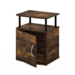 Furinno JAYA Side Table with Door Cabinet, Amber Pine