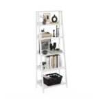 Furinno Ladder Bookcase, 6-Tier Shelf, White