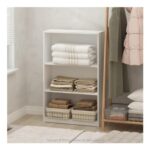Furinno REED 3-Tier Closet Organizer, Open Shelf, White