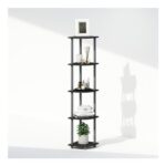 Furinno TURN-N-TUBE Corner Shelf, 5-Tier Display Rack, Black