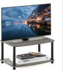 Furinno TURN-N-TUBE TV Riser Stand, 2-Tier Small Elevated No Tools TV Stand, TV Console for TV up to 32 inch, 40.1 (D) x 60.5 (W) x 27.9 (H) cm, for Living Room, Bedroom, Oak Grey