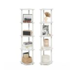 Furinno Turn-N-Tube 2-Pack Corner Shelves, 5-Tier, White