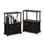 Furinno Turn-N-Tube 3-Tier Shelves, 2-Pack, Toolless, Dark Cherry
