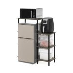 Furinno Turn-N-Tube 4-Tier Rack with Mini Fridge Stand, Grey