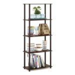 Furinno Turn-N-Tube 5-Tier Tool-Free Corner Shelf, Walnut