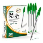 G4GADGET Pack of 50 Green Ballpoint Pens with Medium Tip