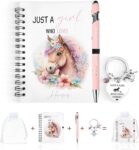 GADITIEK Horse Gifts for Girls Just a Girl Who Loves Horses Notebook, Pink Pen & Horse Keychain Cute Horse Stationery Set for Girls Who Love Horses (pinkhorses)
