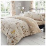 GC GAVENO CAVAILIA Easy Care Duvet Cover Printed Quilt Set Reversible Bedding, King, Natural