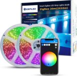 GIDEALED 65.6ft Smart ZigBee LED Strip Lights Dimmable RGB Kit Work with Hub Bridge,Lightify Hub for APP Control Hub Light Strip,Directly Work with Echo Plus for Alexa Voice Control