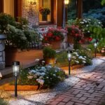 GIGALUMI Solar Lights Outdoor Garden 8 Pack, Waterproof Solar Powered Pathway Lights Outdoor, Tungsten Glow for Yard Path Patio Landscape WalkwayCold White