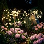 GIGALUMI Solar Lights Outdoor Garden,Star Firework Lights 60 LEDs 2 Packs,Starburst Light for Yard Landscape Lawn Backyard Patio Party Decor(Warm White)