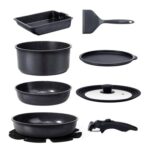GIPP 11-Piece Ceramic Detachable-Handle Pots and Pans Set, Non-Stick, Grey