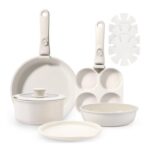 GIPP 11-Piece Ceramic Pots and Pans Set, Nonstick, White