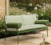 Garden Bench Green with Cushions – Cwmbran