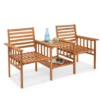 Garden Love Seat, Acacia Hardwood Jack & Jill Loveseat, Cannes 2 Seater Tete a Tete, Water-resistant Teak Oil Finish – sold FB VonHaus UK