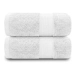Gaveno Cavailia Fade-Resistant Cotton Bath Towels, White, 2-Pack