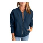 GeGekoko Womens Zip-up Utility Jacket, Lightweight Navy