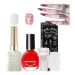 Gel Nail Polish Set: White Jelly & Red Stamping Gel