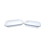 George Home White Enamel Roaster – Set of 2