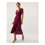 Gia Cutwork Lace Midi Dress Red