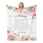 Gifts for Nanny: Flannel Throw Blanket, Floral Cozy Design