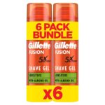 Gillette Fusion Shave Gel for Men with Almond Oil 6x200ml (At checkout)