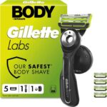 GilletteLabs Body Intimate Razor for Men, 1 Handle & 5 Cartridges