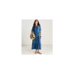 Gini London Blue Chambray Maxi Shirt Dress