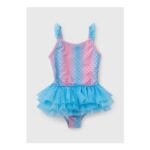 Girls Blue Mermaid Tutu Swimsuit (1-7yrs)