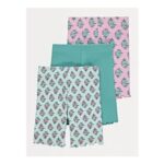 Girls Floral Ribbed Lettuce Edge Shorts 3 Pack – Ages 1 to 5 Years
