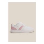 Girls White & Pink Stripe Court Trainers
