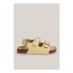 Girls Yellow Double Buckle Footbed Sandals