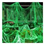 Glow-in-the-Dark Spider Webs with 40 Fake Spiders, White Cobwebs