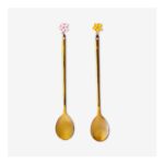 Gold Dessert Spoons with Flower Decorations