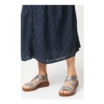 Good for the Sole: Wide Fit Ana Comfort Elastic Cross Strap Low Wedge Sandals